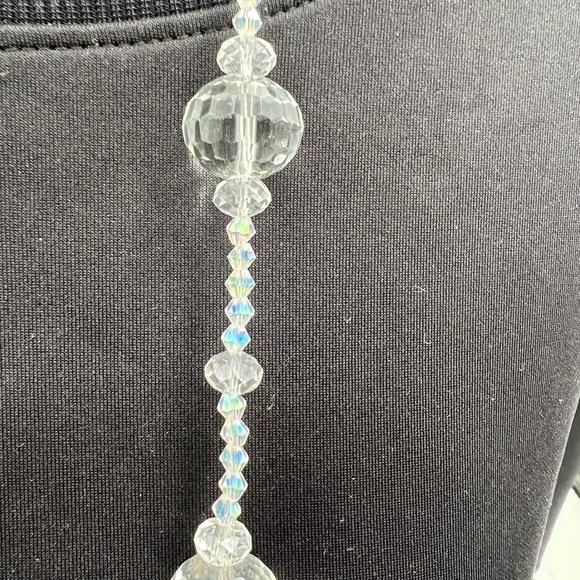 Art deco facet cut clear crystal glass beaded necklace - Picture 8 of 8